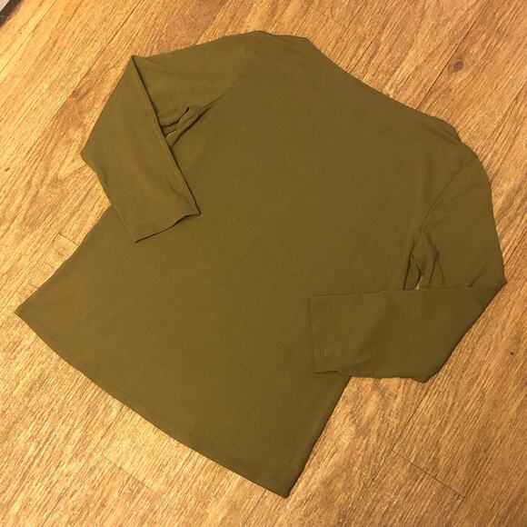 Eileen Fisher Petite Brown Green Pullover Quarter Sleeve Blouse Size PP (0-2) - Picture 4 of 7